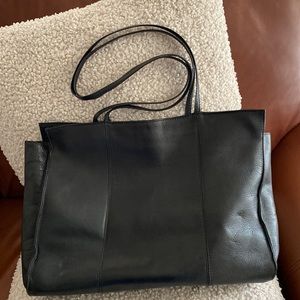 Black leather tote